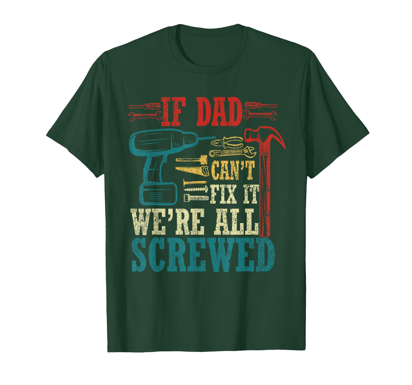 Vintage Daddy Jokes If Dad Can't Fix It Unisex Black Small Modern Crew Neck T-Shirt
