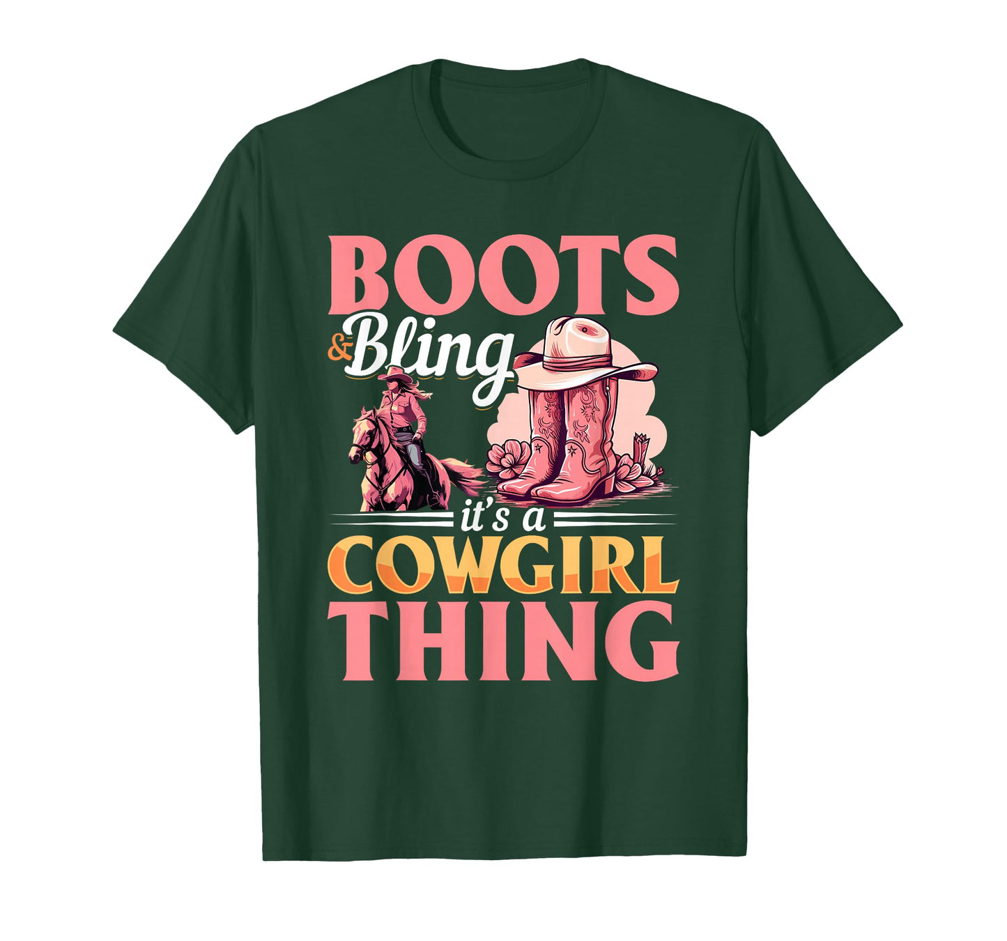 Rodeo Western Country Southern Cowgirl hat - Boots & Bling T-Shirt