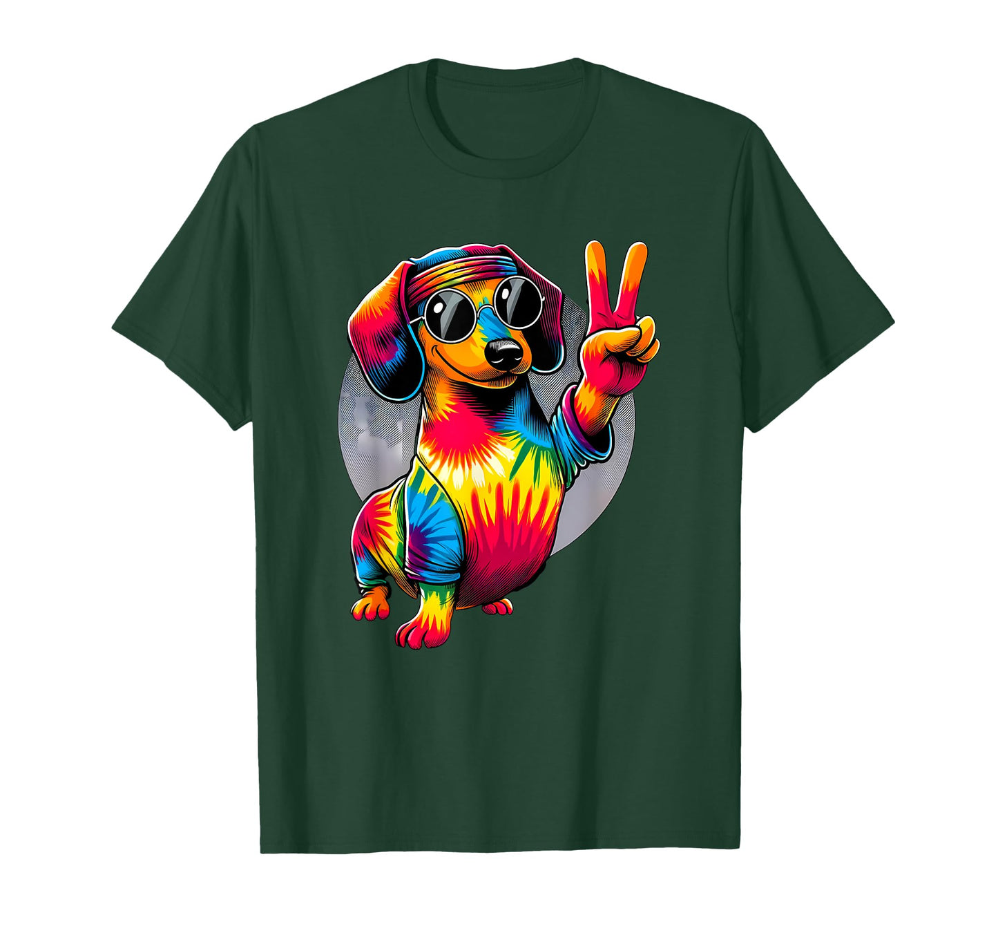 Peace Sign Tie Dye Weiner Dachshund Dog T-Shirt for Men Women Kids