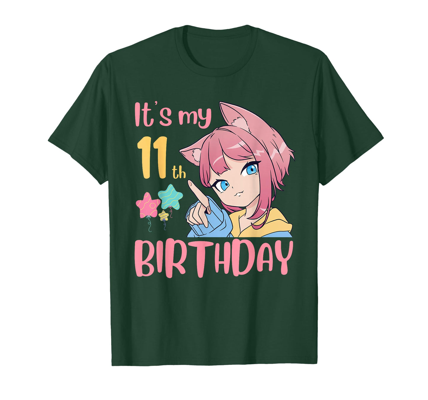It's My 11th Birthday Anime Birthday Girl 11 Years Old Bday T-Shirt