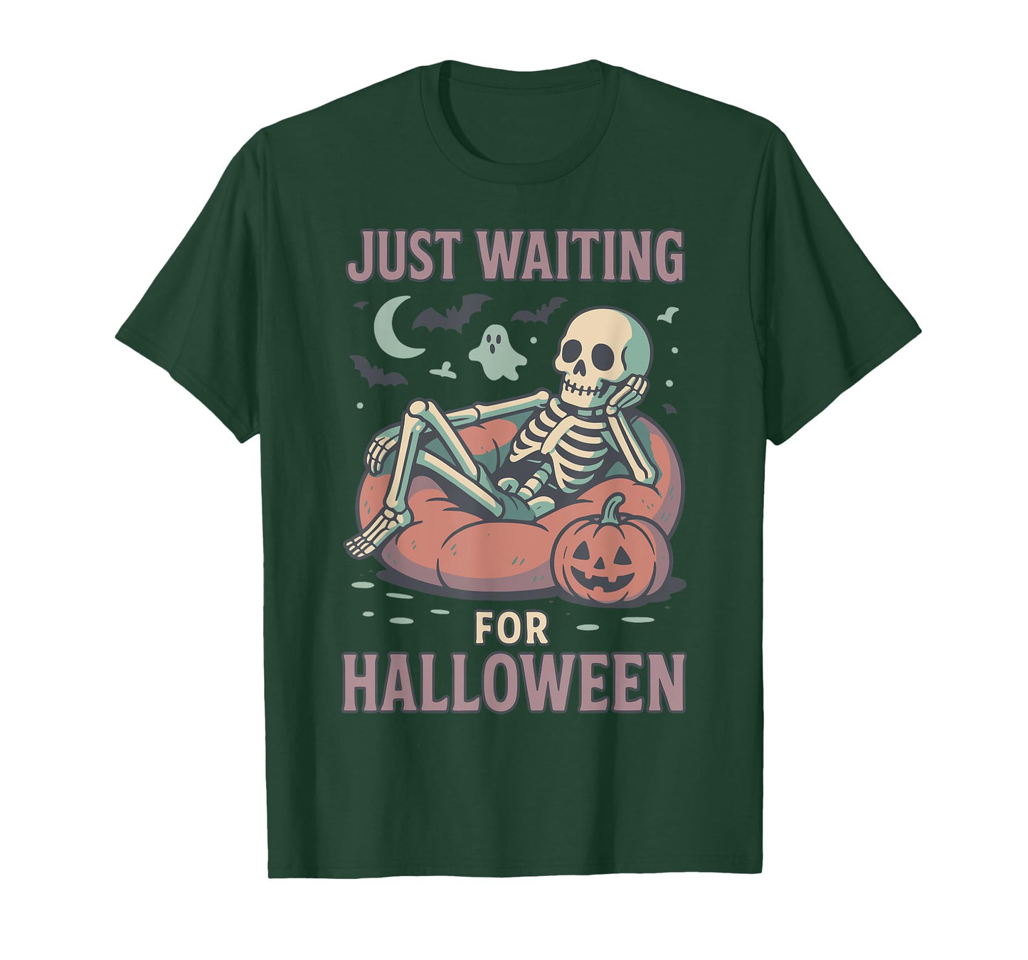 Funny Spooky Skeleton Summerween Waiting for Halloween T-Shirt