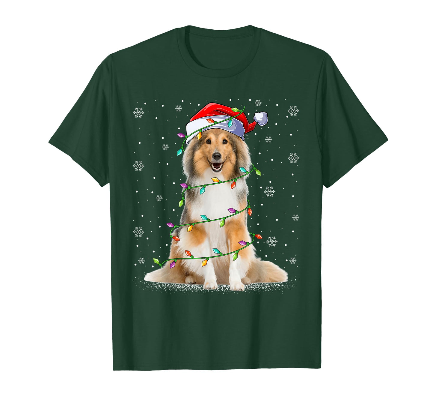 Sheltie Dog Lover Xmas Lighting Santa Sheltie Christmas T-Shirt for Men Women Kids
