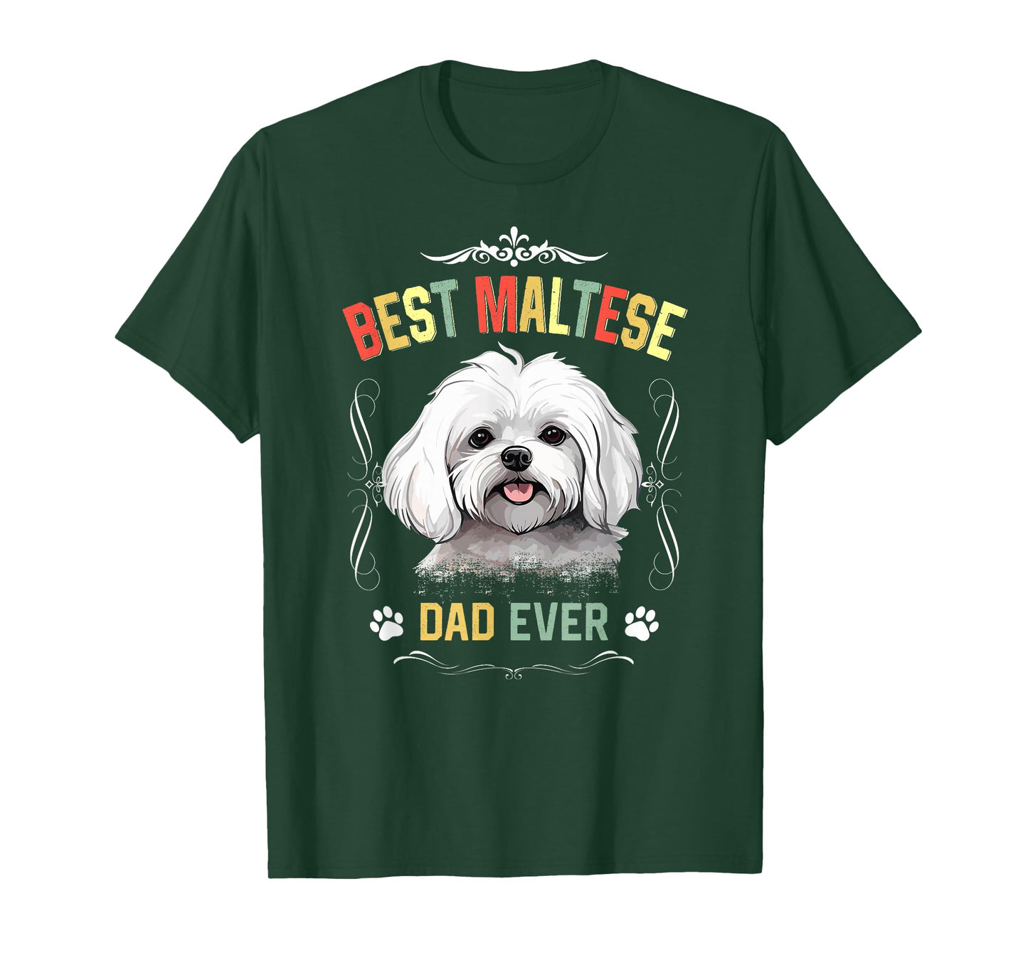 Maltese Dad Ever Vintage Father's Day Dog Lover T-Shirt