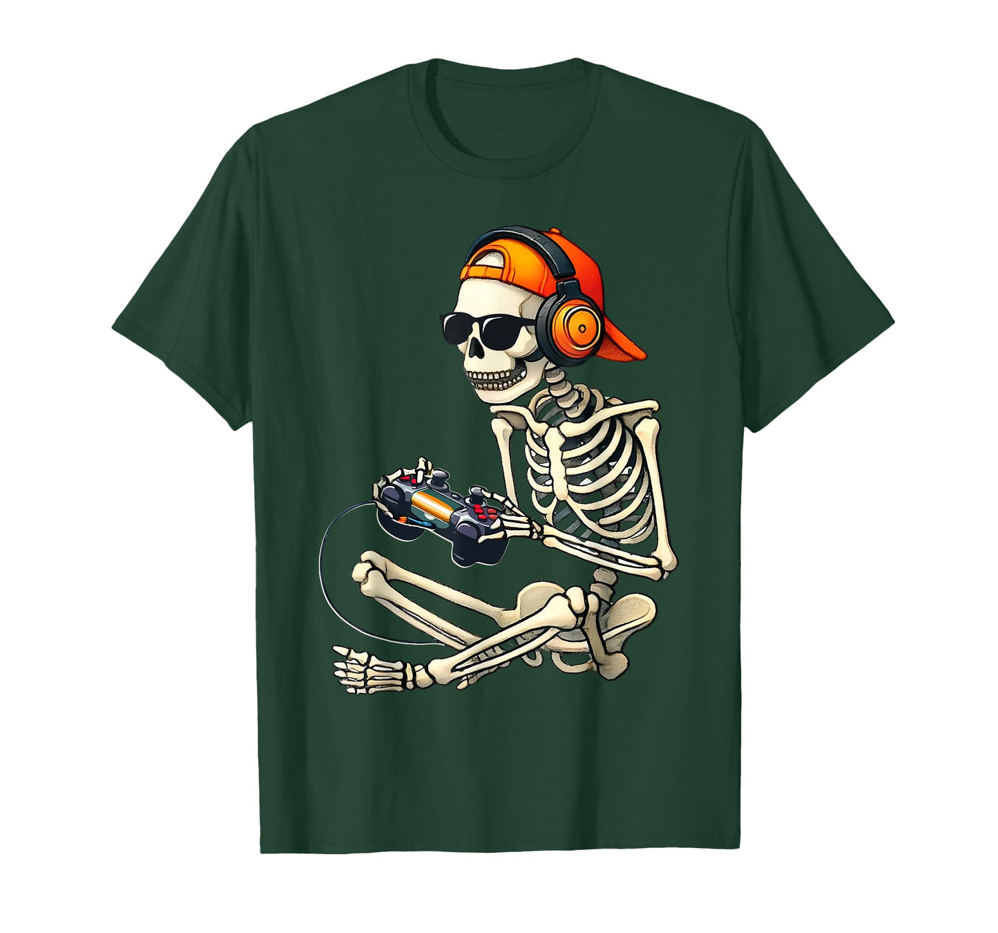 Halloween Skeleton Retro Gamer Video Gaming Boys Men Kids T-Shirt