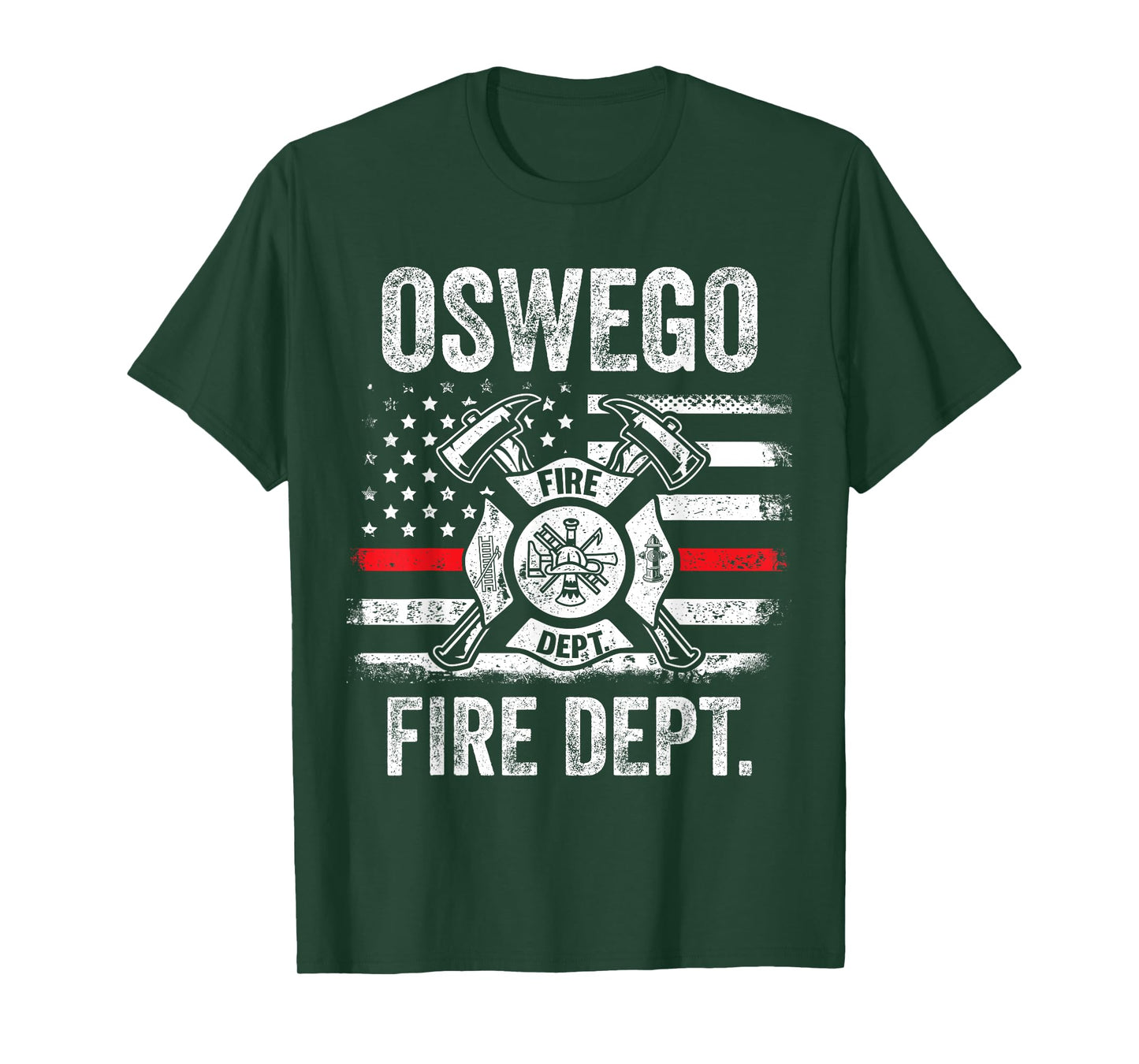Oswego New York Fire Department Thin Red Line Fireman T-Shirt