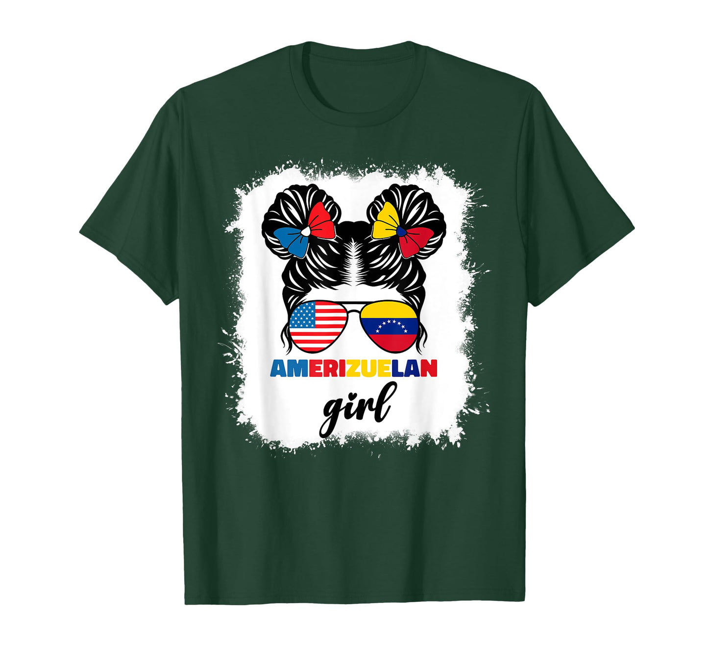 Half American And Venezuelan Usa Venezuela Flag Kids Girl T-Shirt