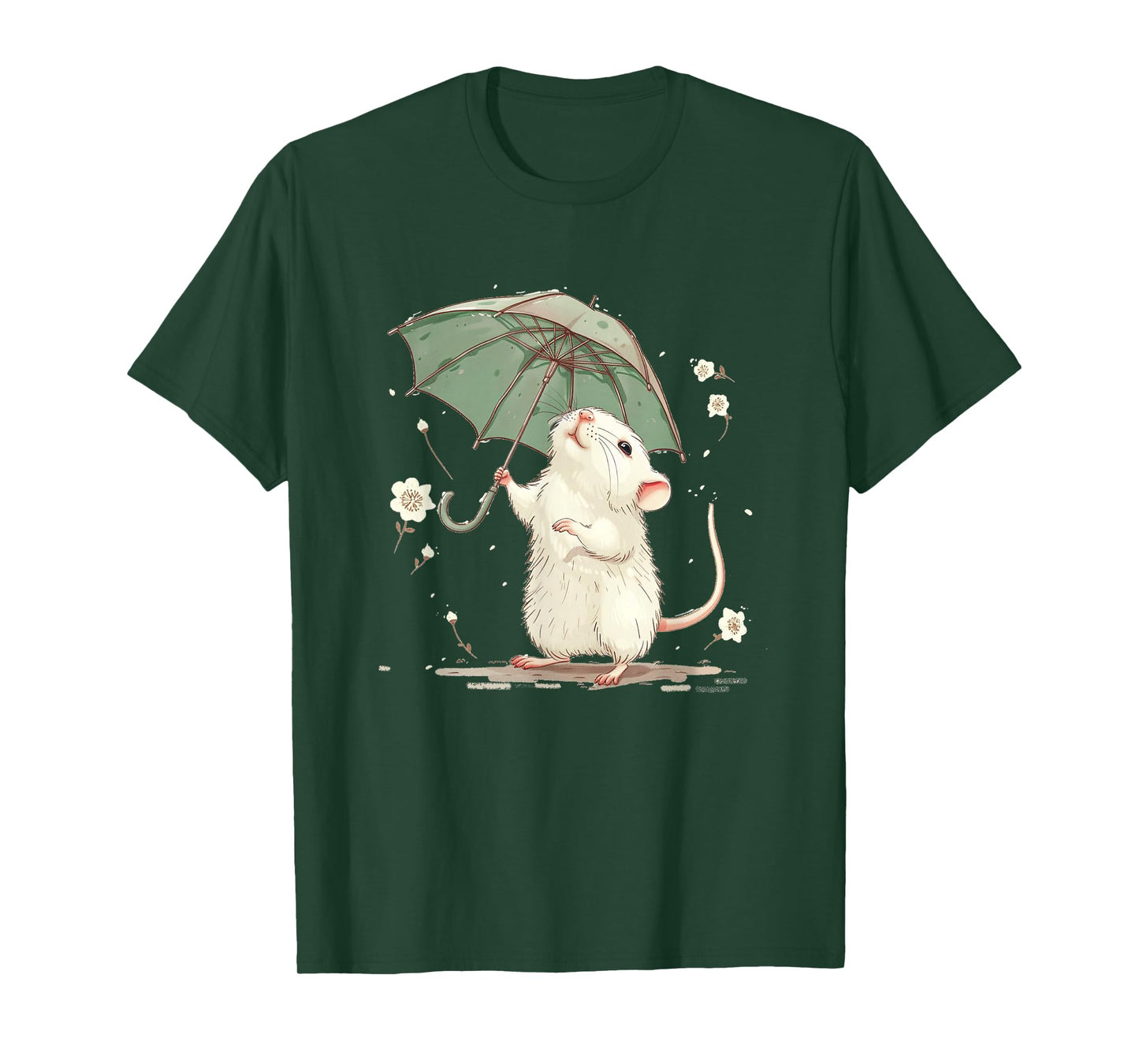 Cute white Rat with Umbrella Costume for Man and Woman T-Shirt