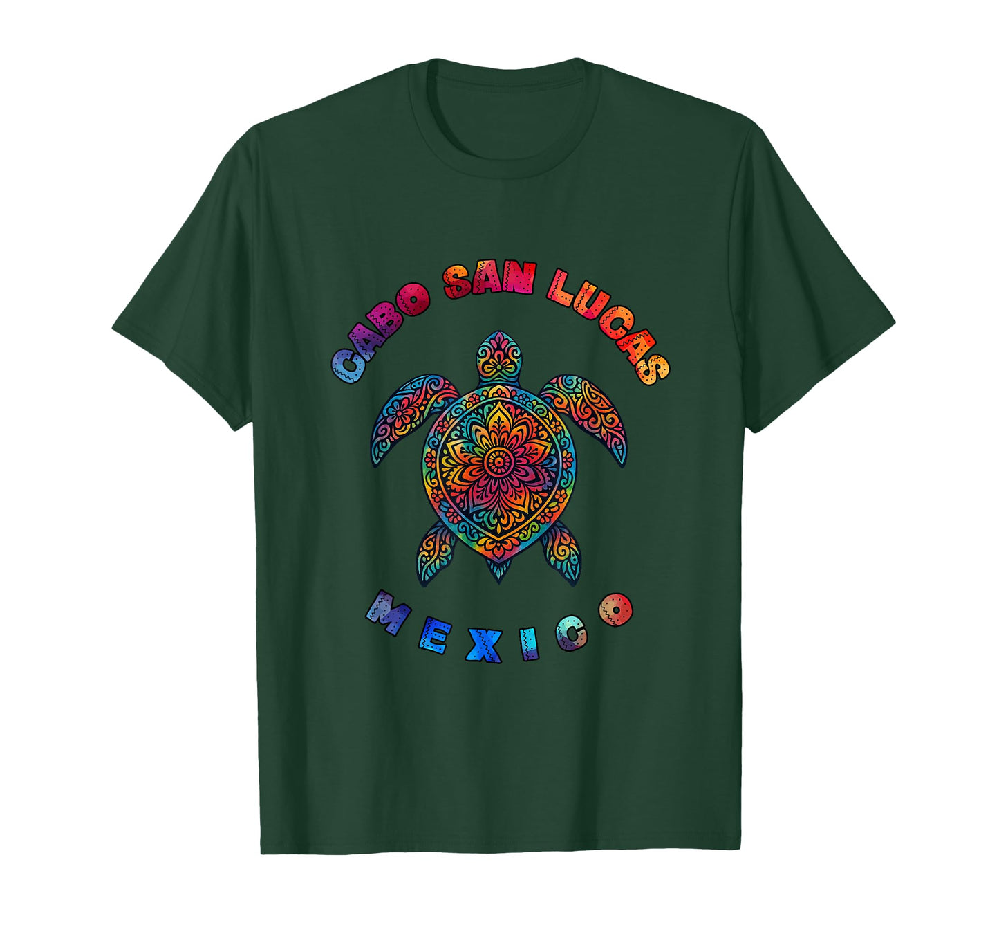 A Sea Turtle in Colorful Mexican Pattern Cabo San Lucas T-Shirt