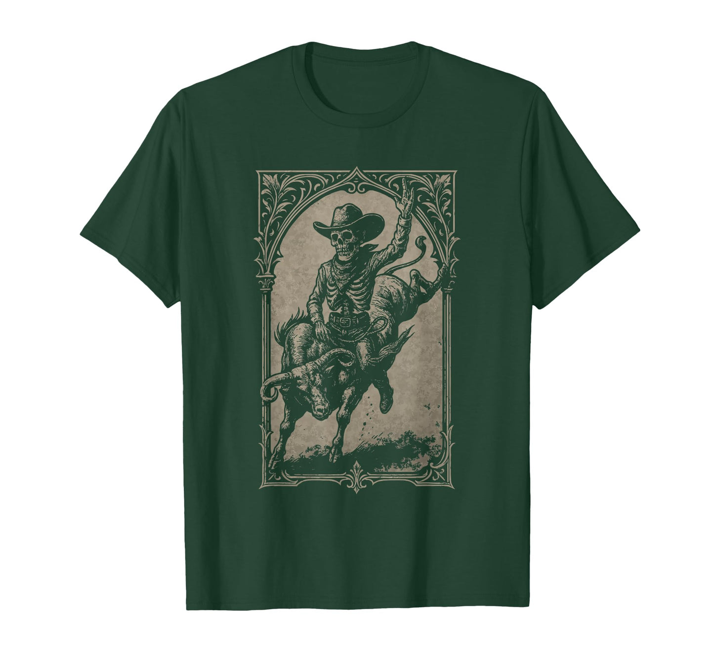 Skeleton Cowboy Bull Rider Western Gothic Grunge Goth Skull T-Shirt