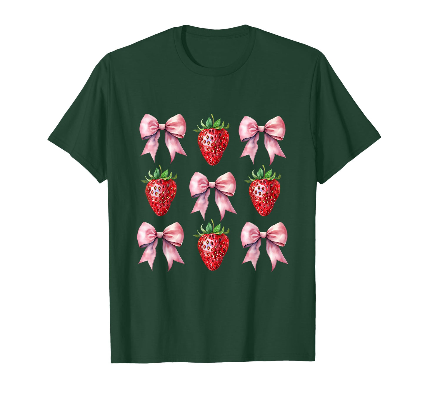 Cute Pink Bow Coquette Strawberry T-Shirt