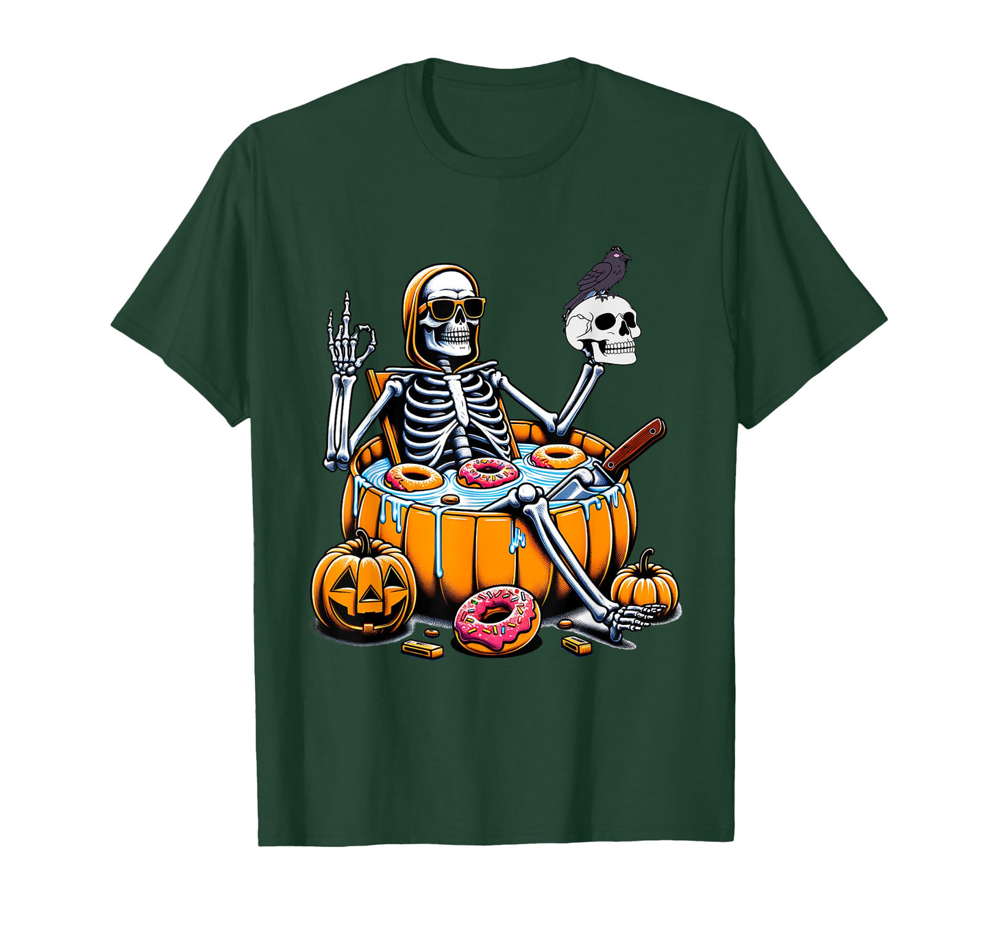 Halloween Just Chillin Skeleton Summerween Donut Women Men T-Shirt