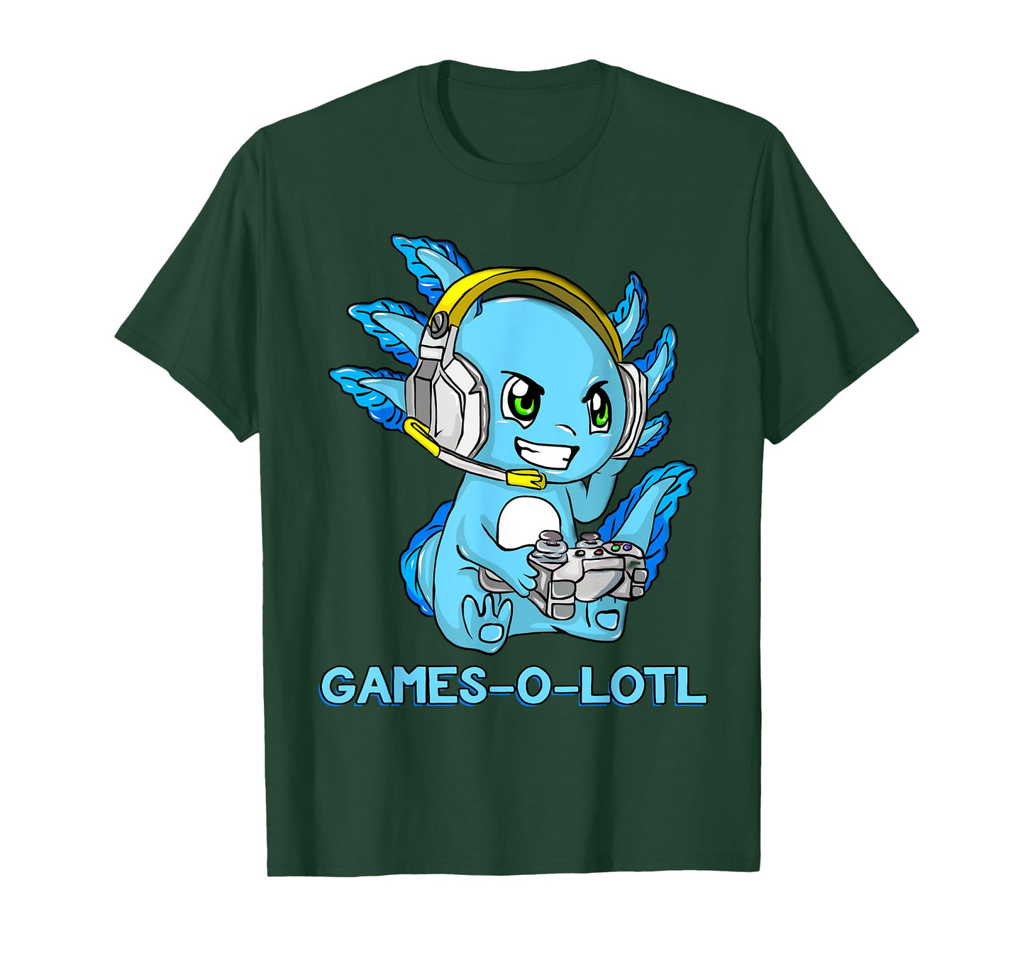 Gamesolotl Axolotl Gamer with Headset Cute Anime Kawaii T-Shirt