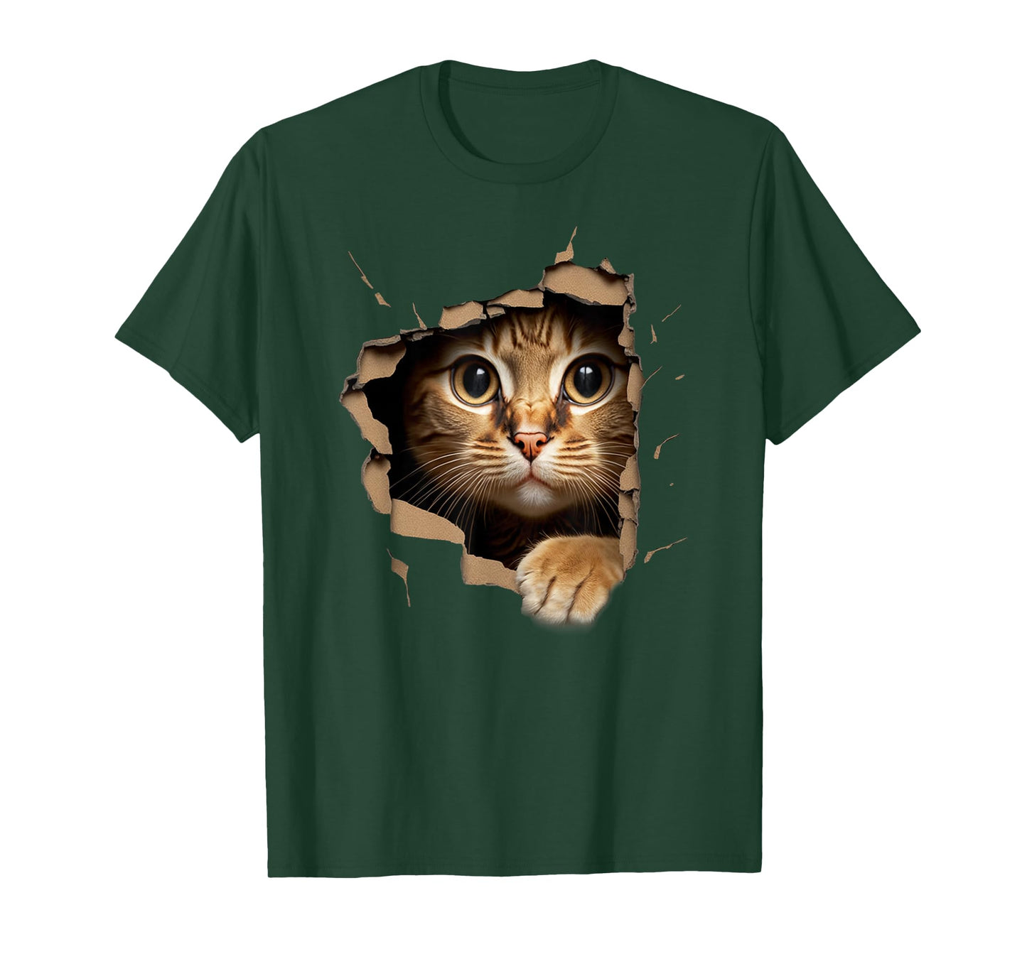Cute Kitten Looks from Torn Fabric - Cats T-Shirt Small