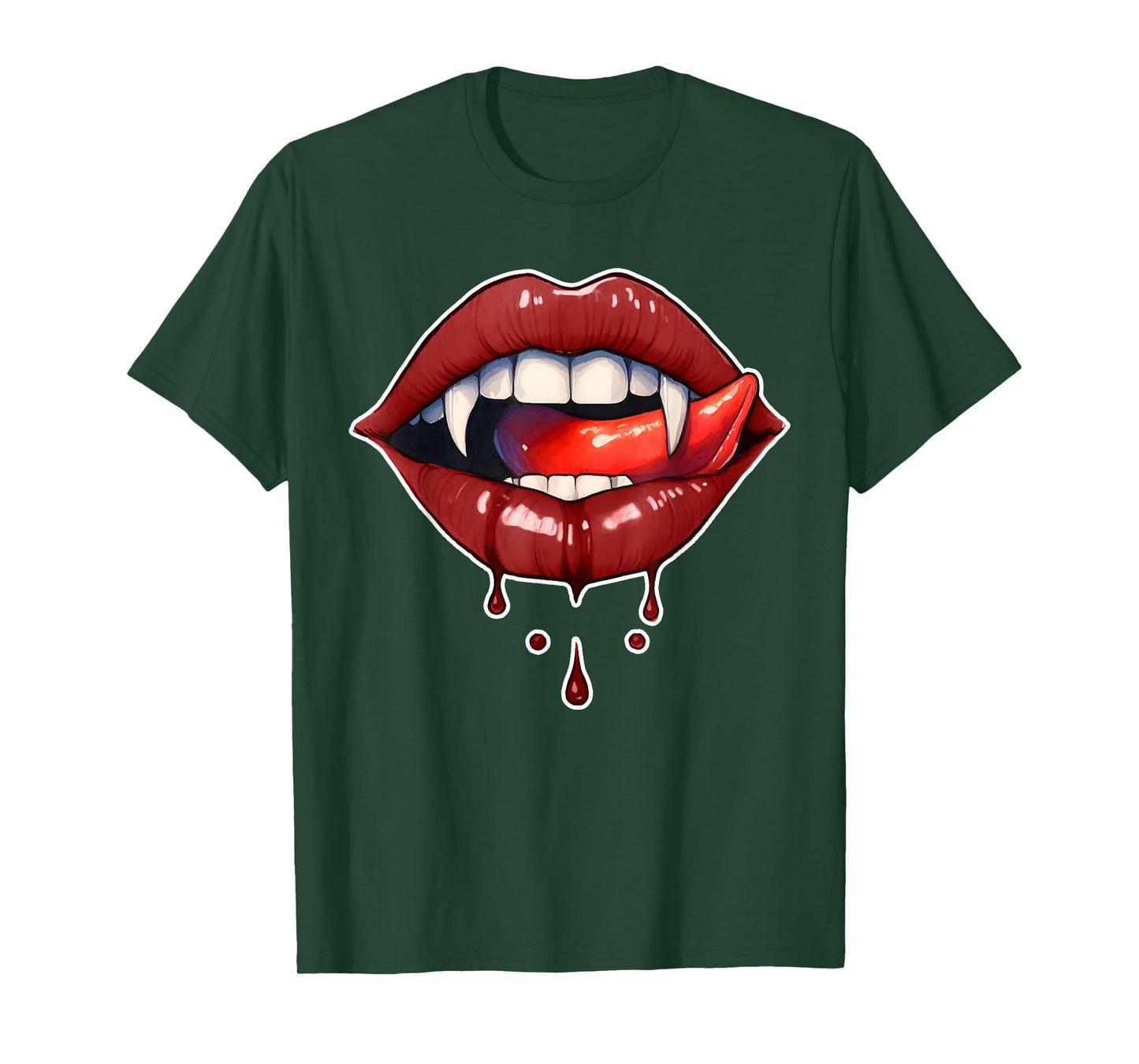 Halloween Horror Costume Bloody Teeth Vampire Fangs Red Lips T-Shirt
