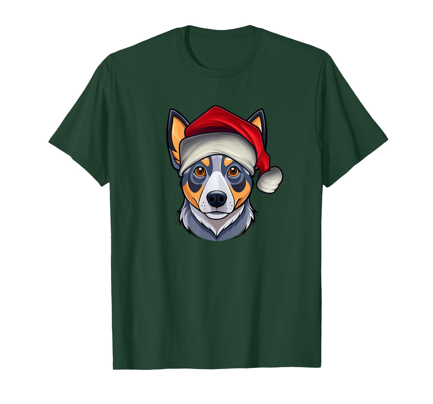 Funny Santa Hat Xmas Pajamas Blue Heeler Dog Christmas T-Shirt