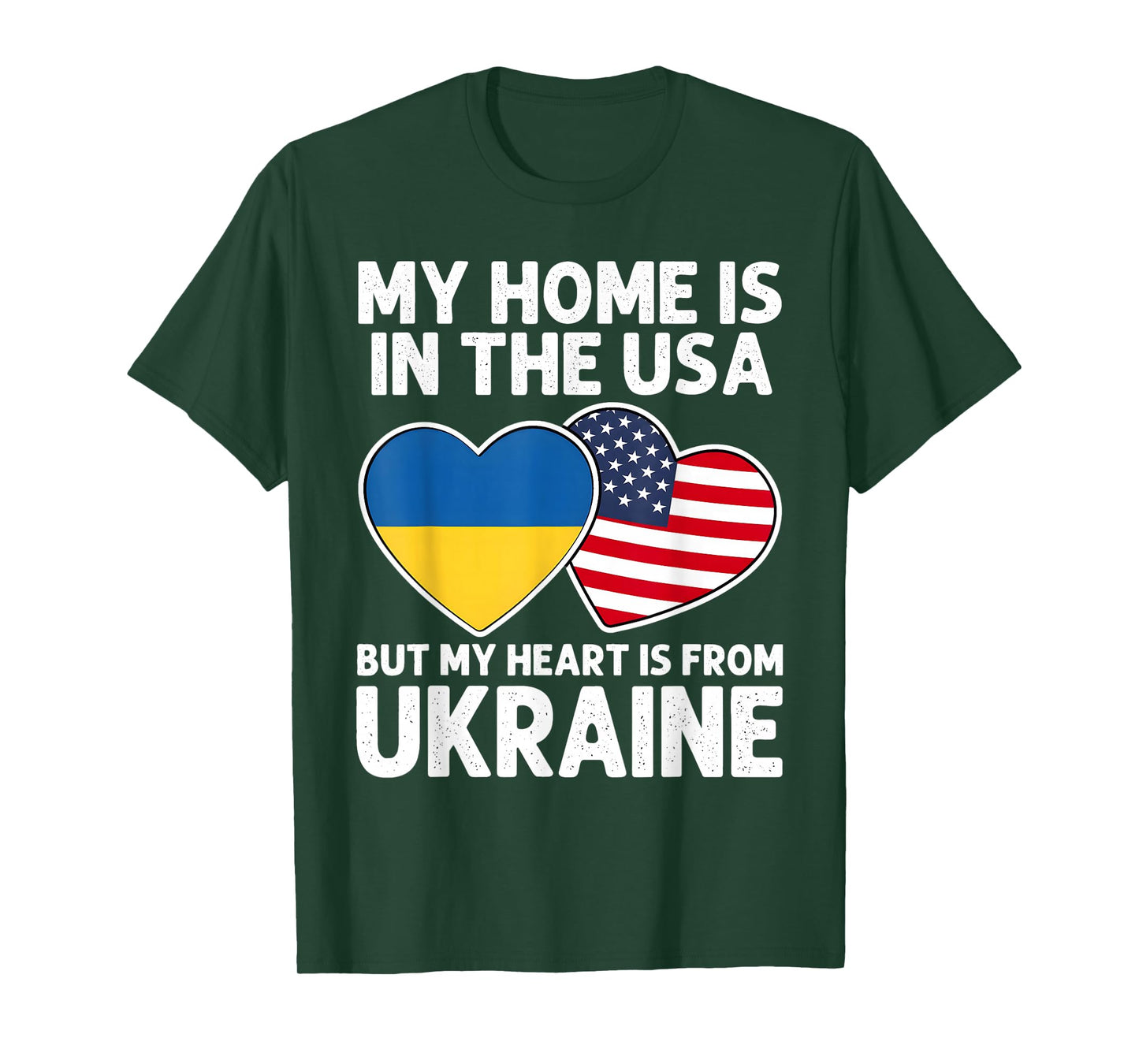 My Home USA My Heart Ukraine Ukrainian American Pride Flag T-Shirt