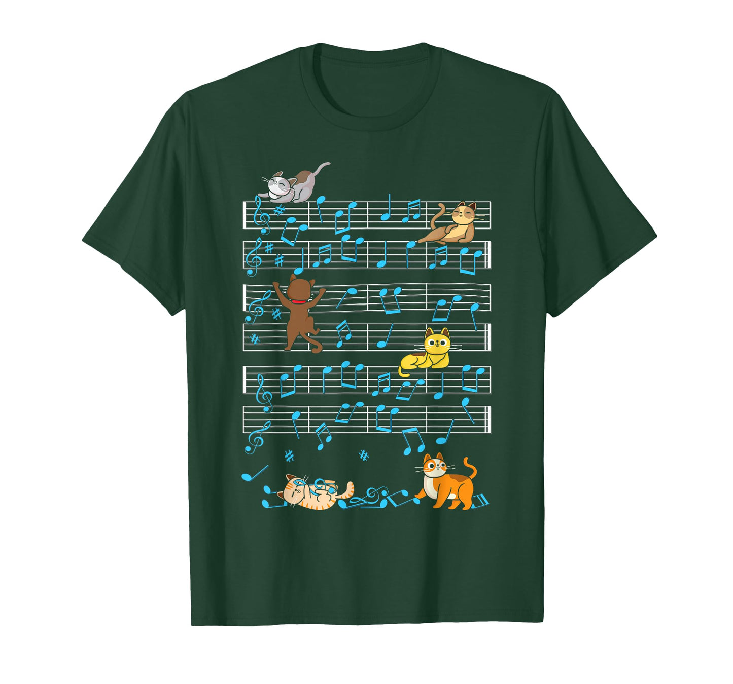 Funny Cat Playing Music Note Kitty Cute Musician Kitten Pet T-Shirt