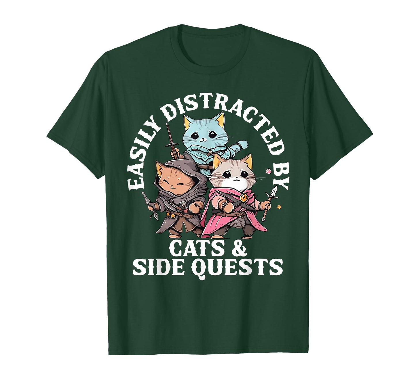Easily Distracted by Cats and Side Quest T-Shirt