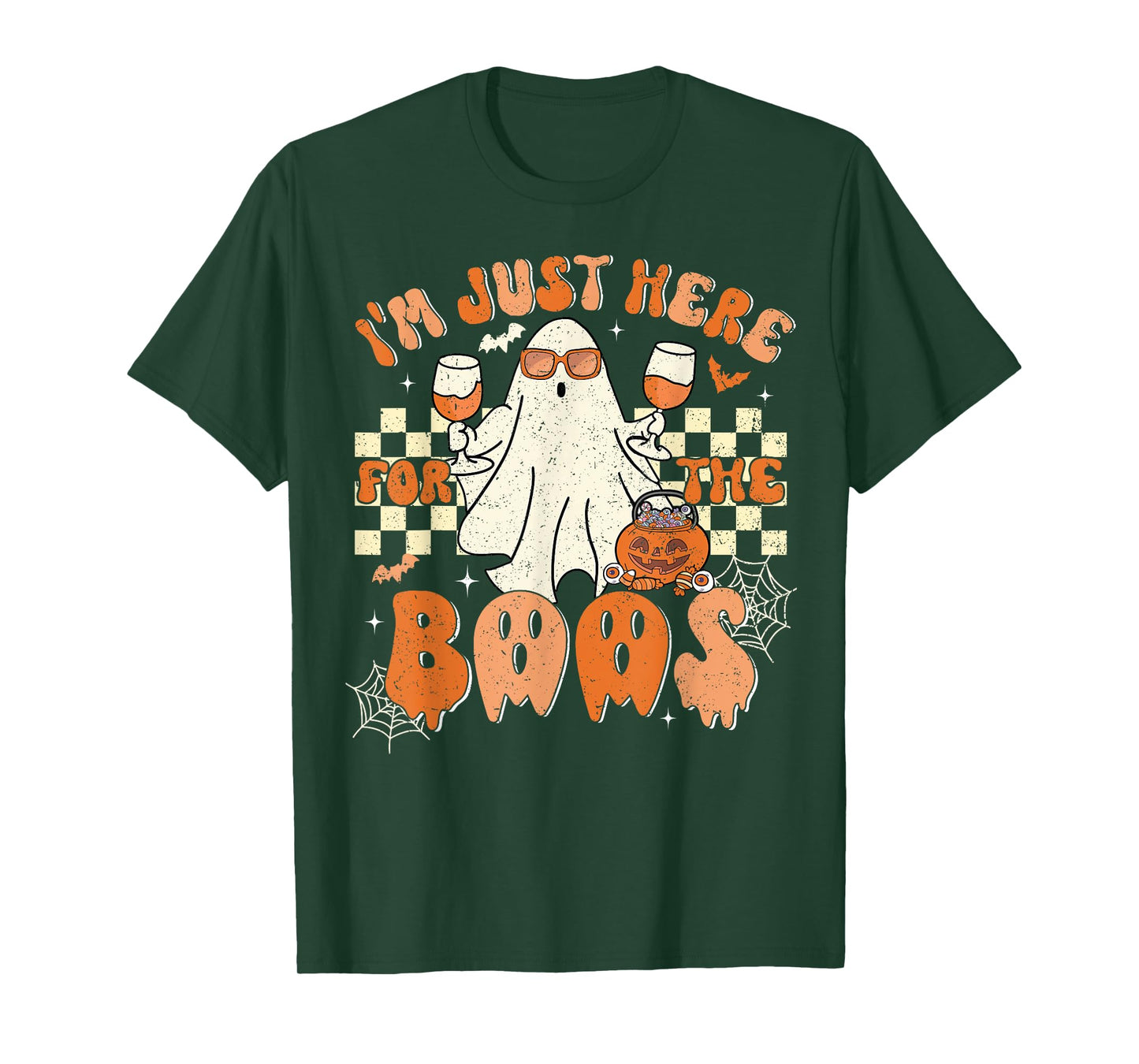Retro Groovy I'm Just Here For The Boos Ghost Halloween T-Shirt