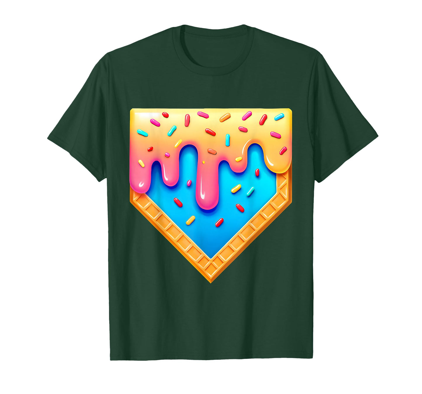 Baseball Ice Cream Dripping Retro Baseball Home Plate Drip T-Shirt