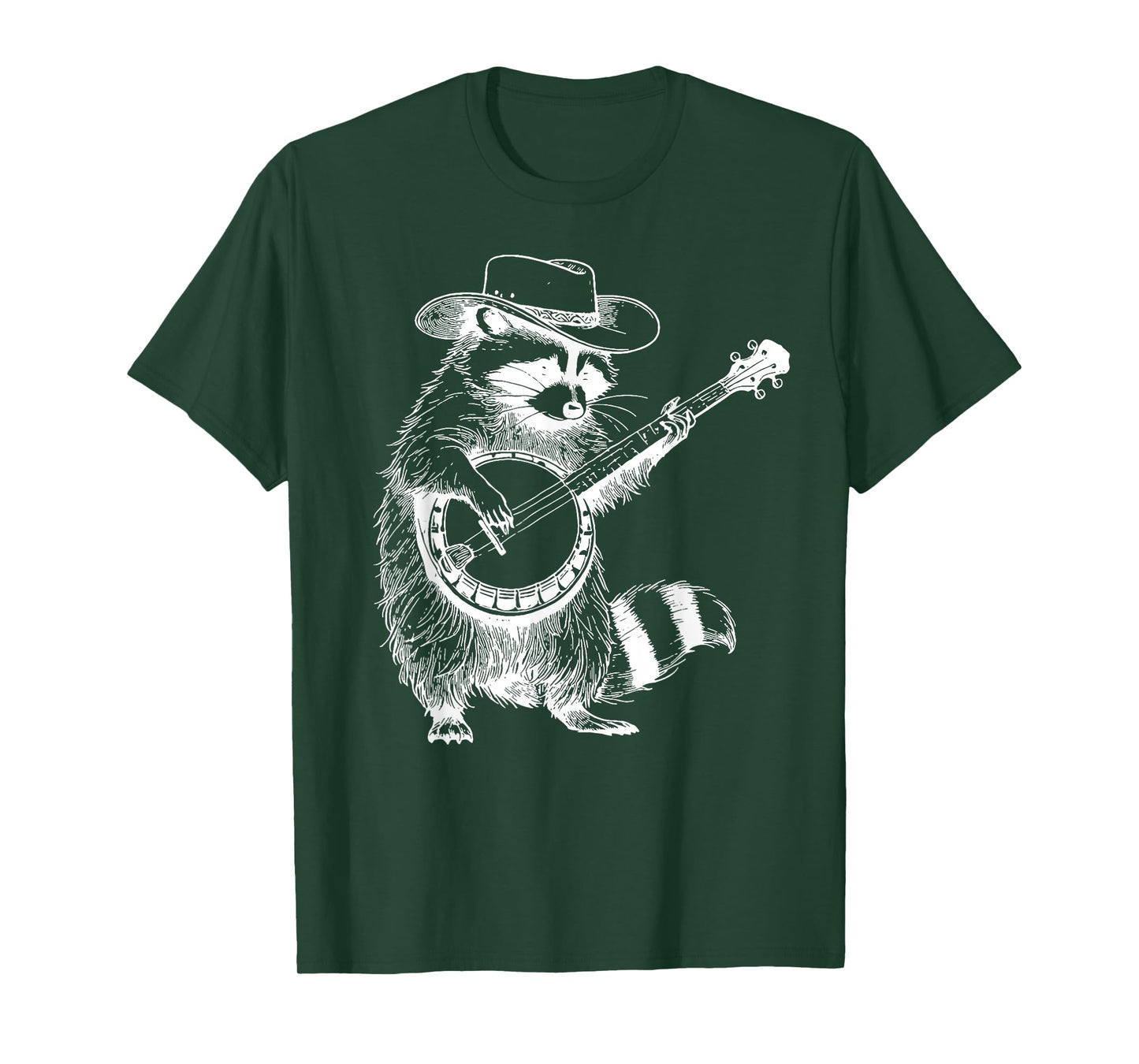 Vintage 90s Cowboy Racoon Playing Banjo Musician Western T-Shirt