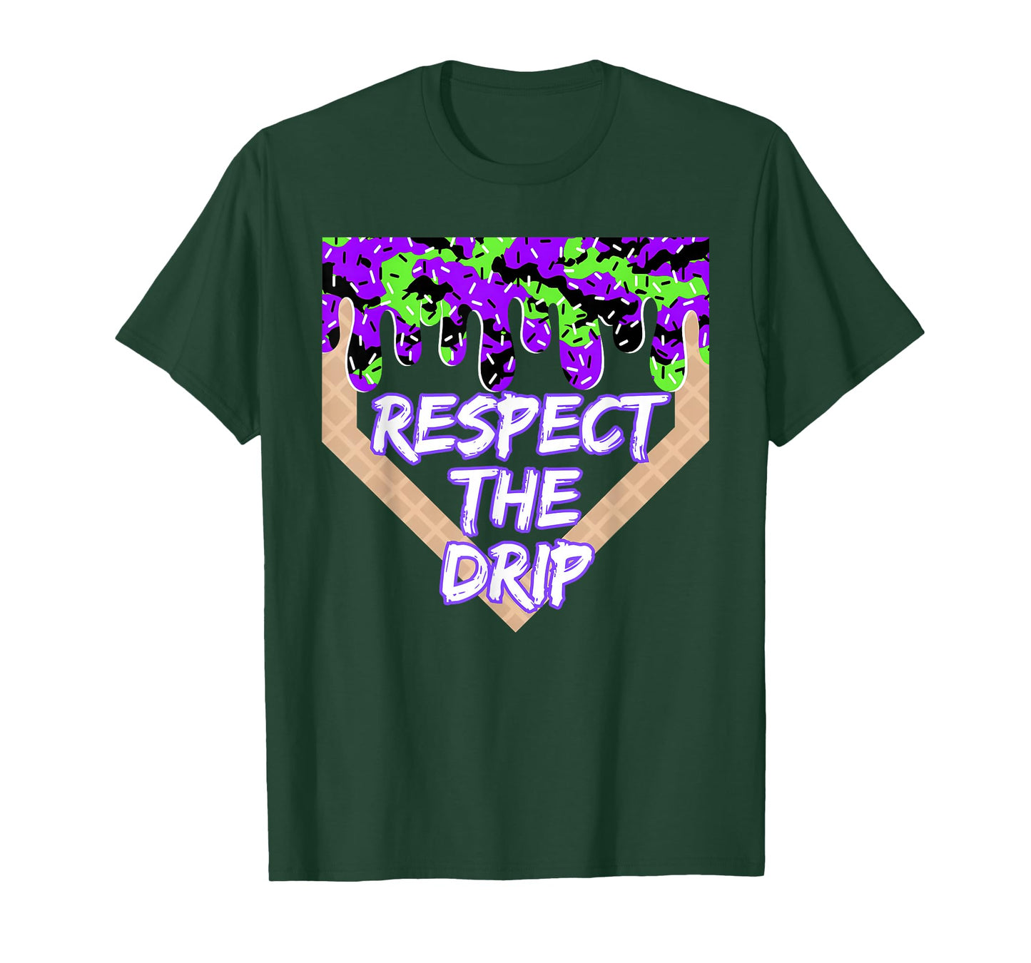 Respect The Drip Halloween Baseball Home Plate Ice Cream T-Shirt