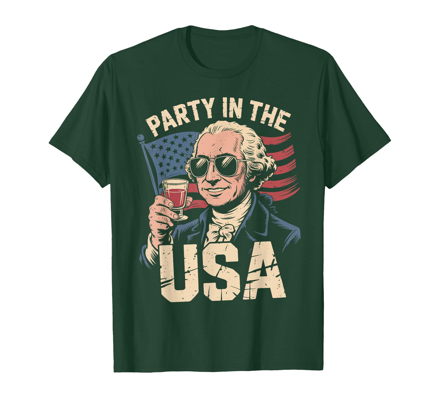 Men's Party in USA George-Washington Drinking 4th July Funny T-Shirt