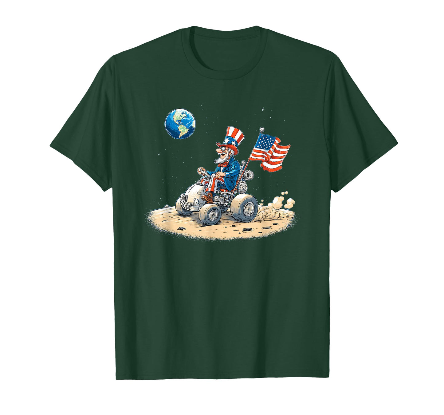 Cool Moon Drive with Space Vehicle in US Colors T-Shirt