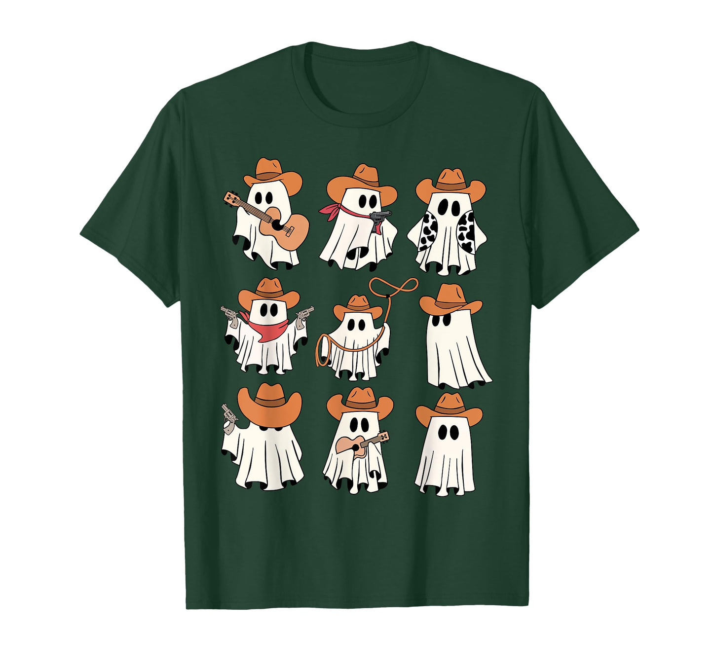 Retro Western Halloween Cowboy Ghost Collage Spooky Season T-Shirt
