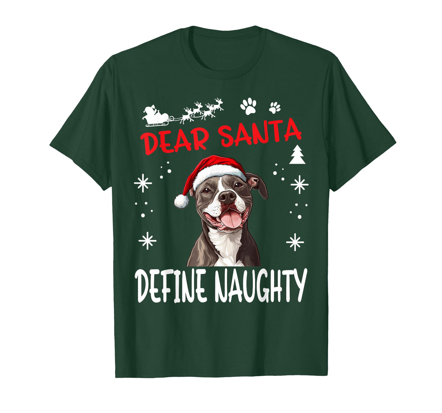 Cute American Staffordshire Terrier Dog Christmas Dear Santa T-Shirt