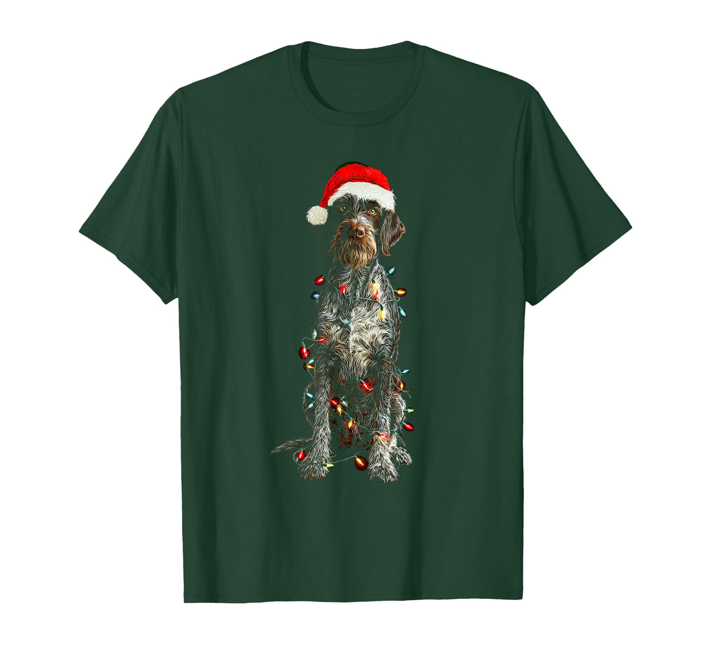 Funny German Wirehaired Pointer Christmas Graphic Dog Lights T-Shirt
