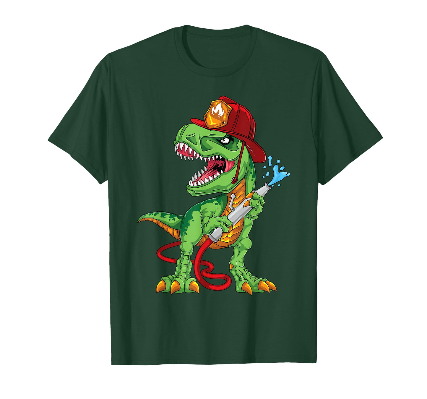 Firefighter Dinosaur T-rex Outfit For Fireman Firetruck Boys T-Shirt