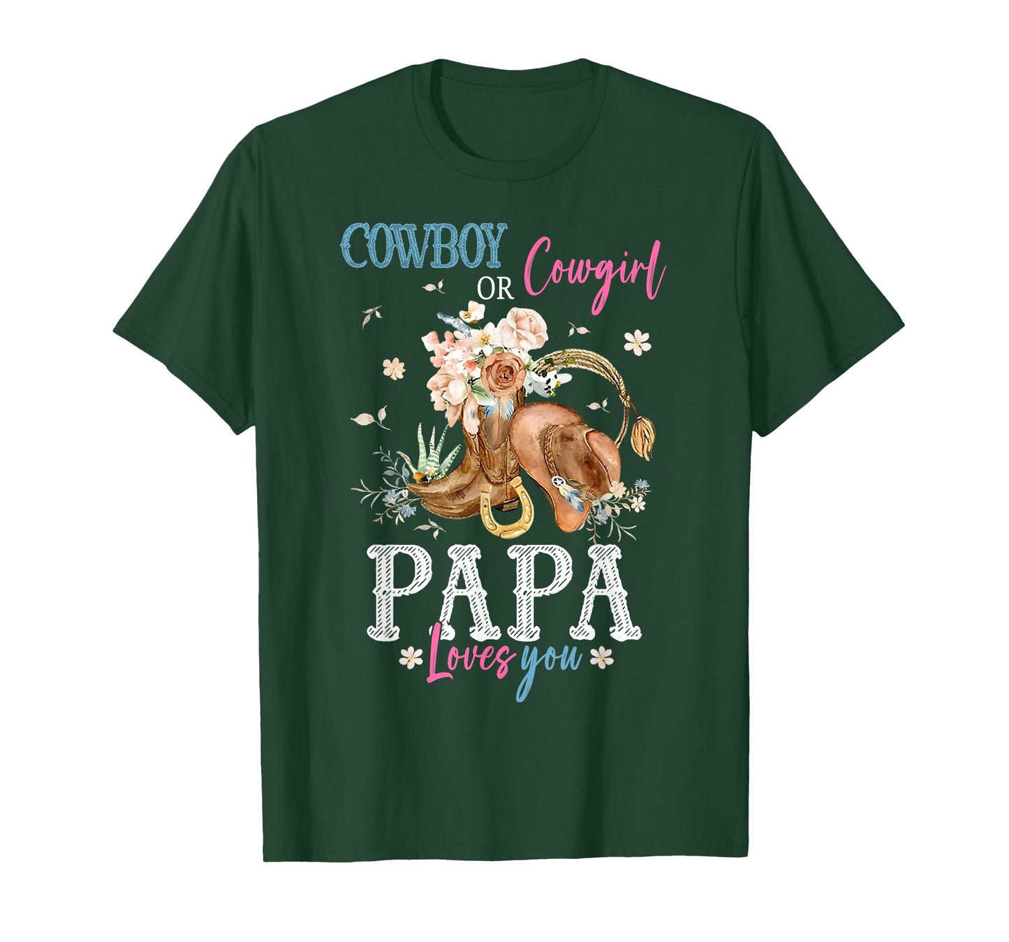 Cowboy or Cowgirl Gender Reveal Party Announcement Papa T-Shirt