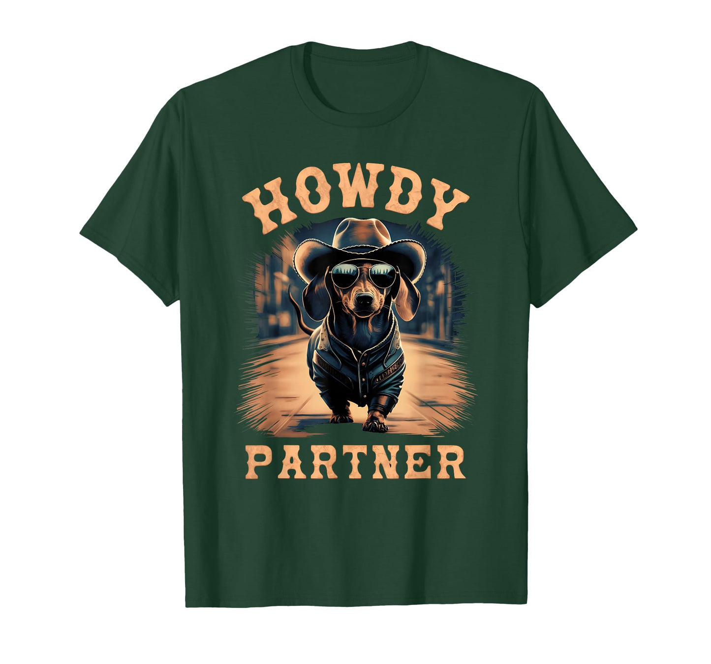 Howdy Partner ready for Rodeo Cowboy Weenie Dog Dachshund T-Shirt
