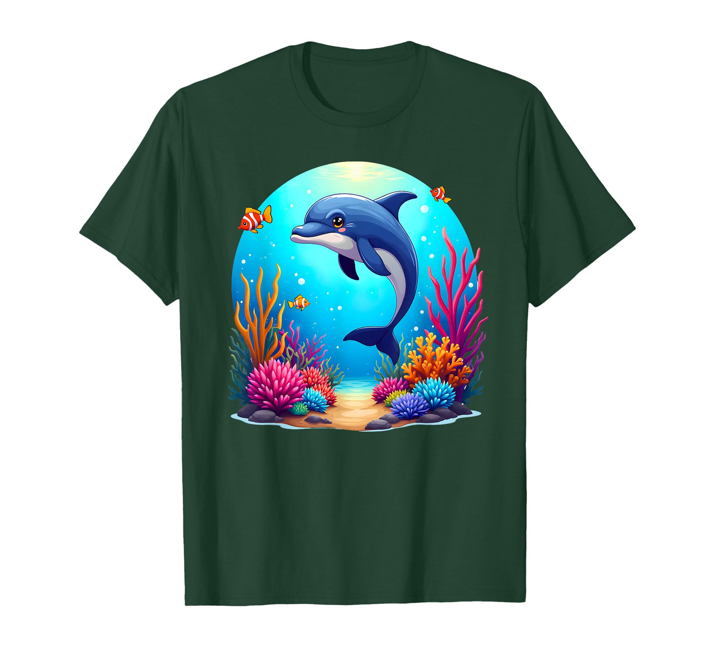 Cute Dolphin Ocean Life Underwater Scene Marine Animals T-Shirt