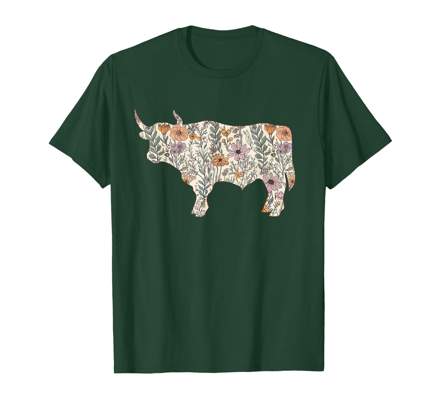 Western Highland Cow Boho Floral Farm Aesthetic Rodeo Women T-Shirt