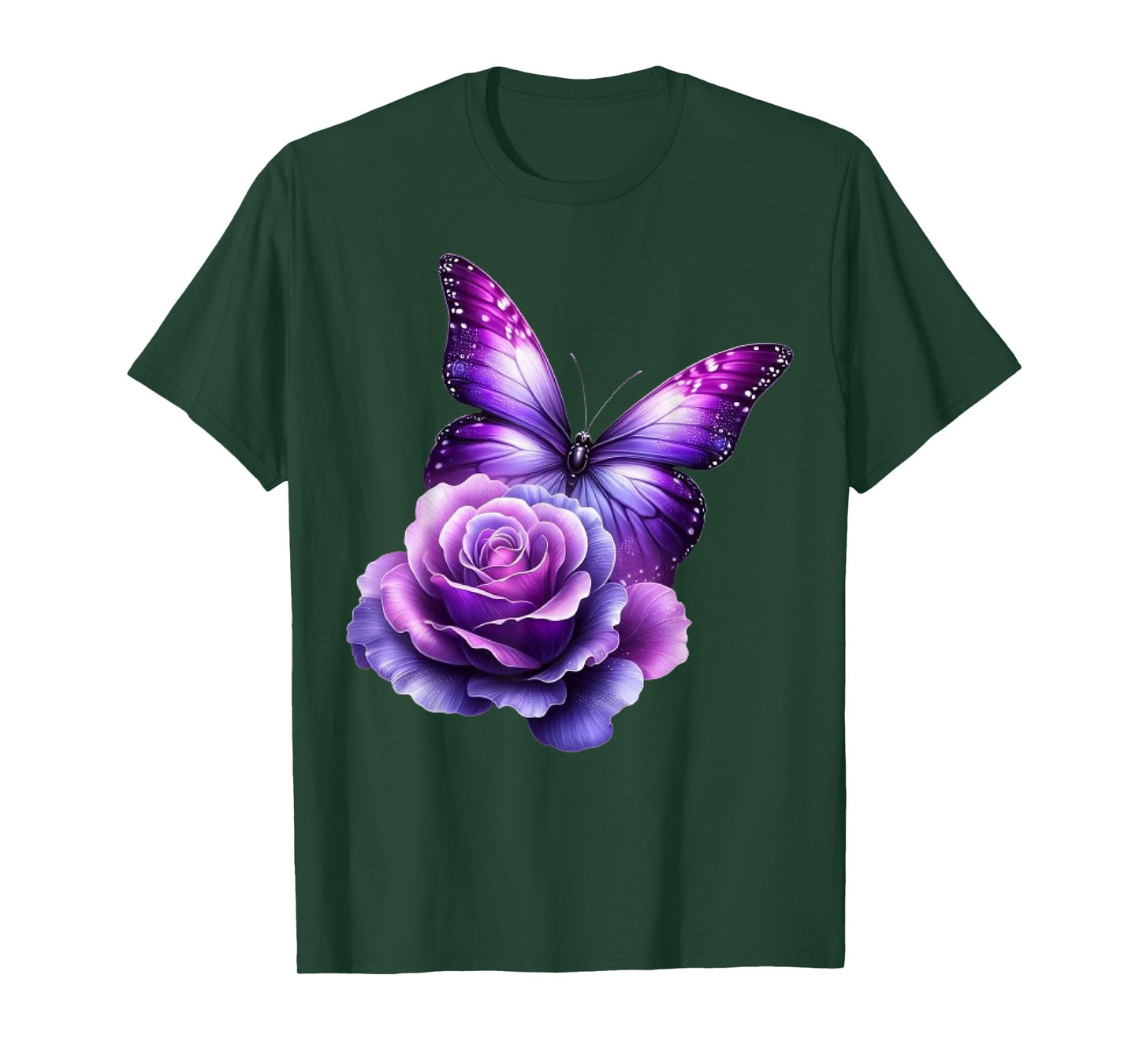 Beautiful Butterfly Purple Rose Butterfly Lovers Gifts Women T-Shirt