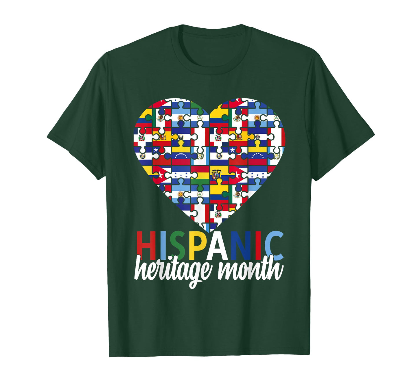 Hispanic Heritage Month All Countries Flags Heart Men Women T-Shirt
