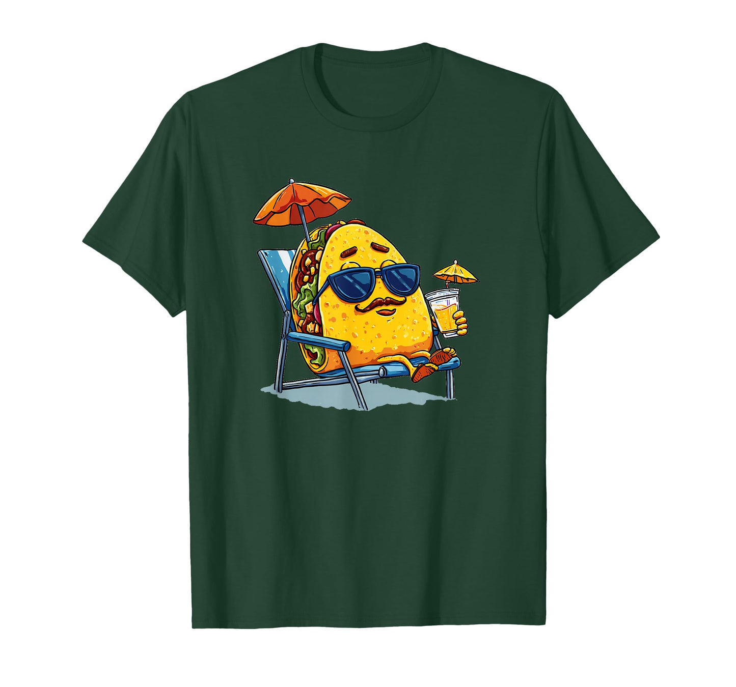Funny Taco with Mustache Beard for Sunbath Lovers T-Shirt