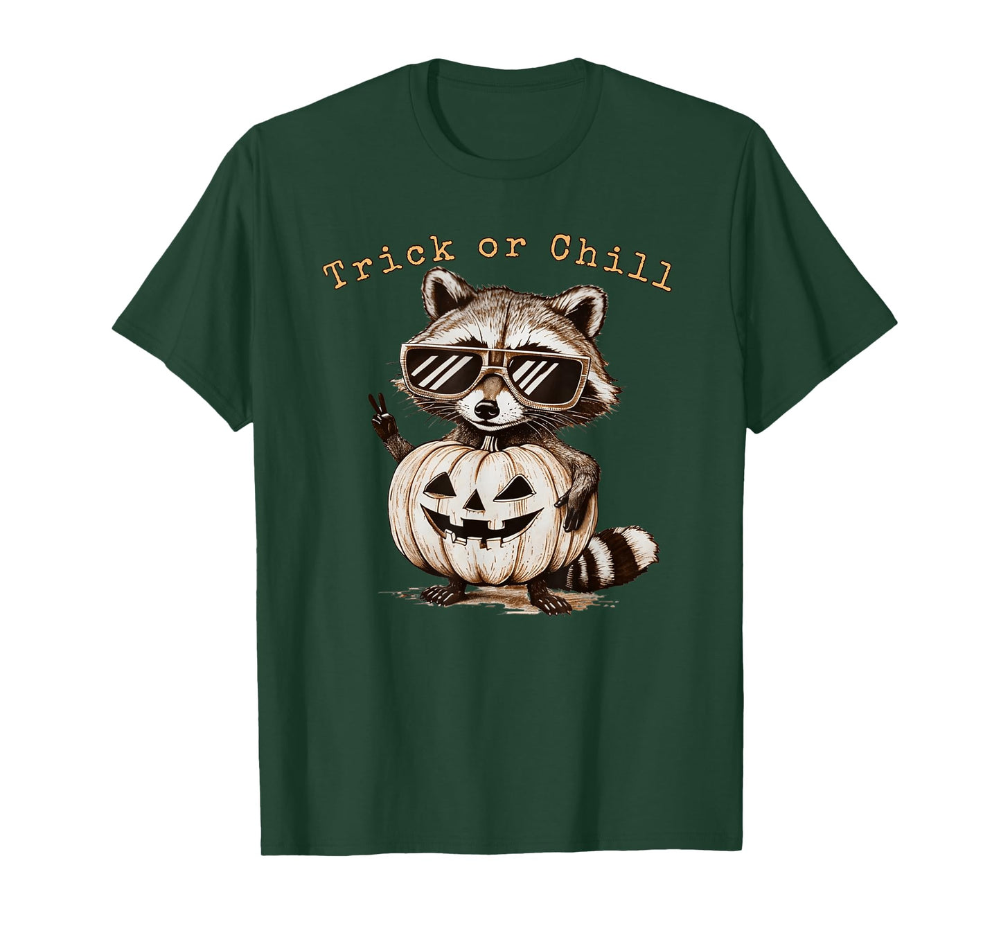 Trick or Chill Raccoon Halloween Pumpkin Costume Gift T-Shirt