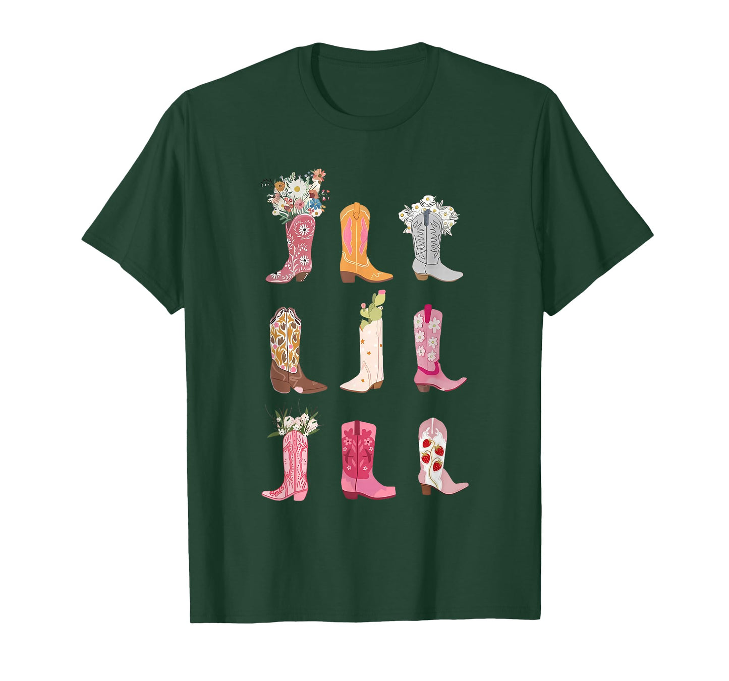 Cowgirl Boots Floral Country Western T-Shirt