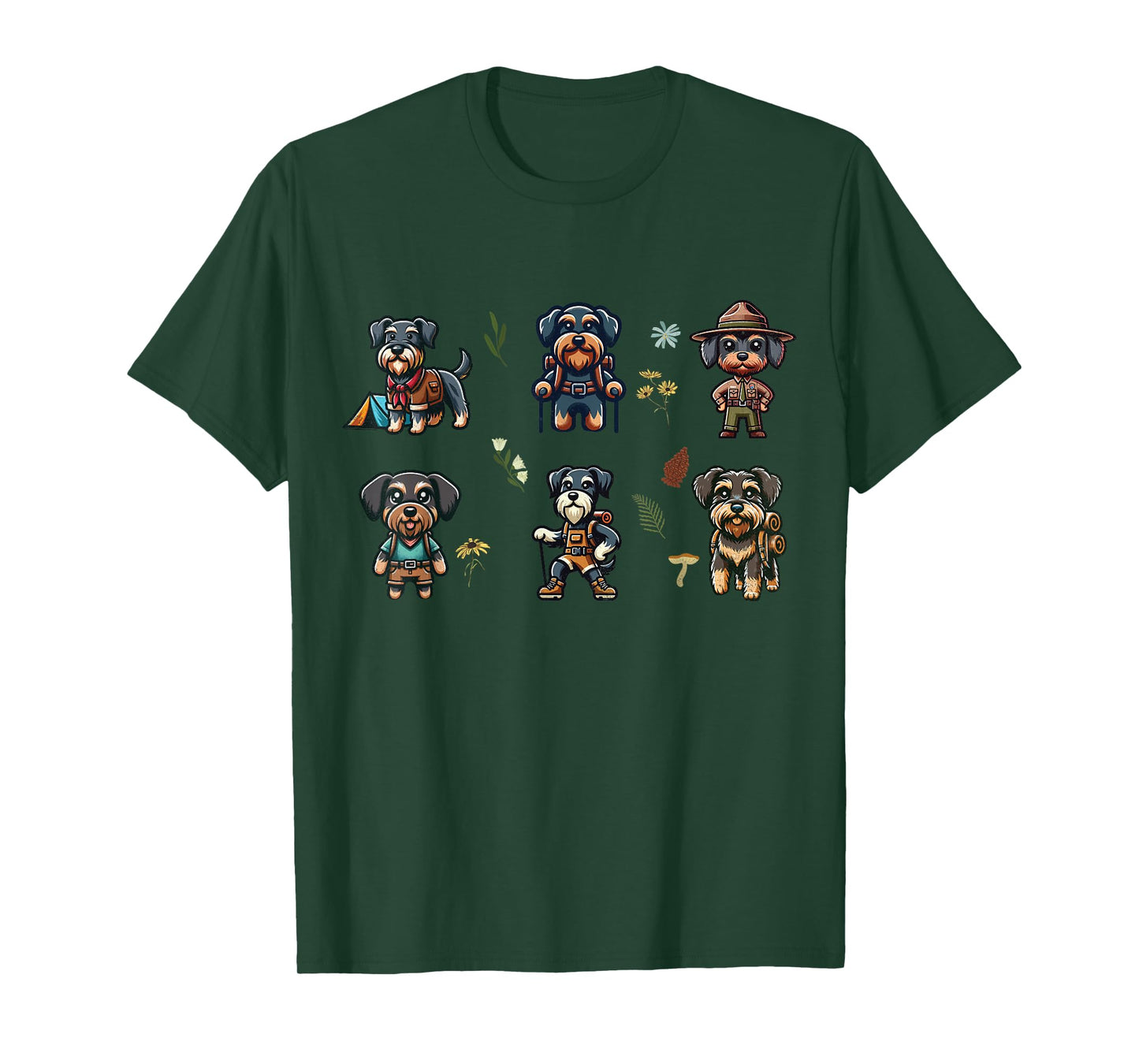Schnoxie and Schnauzer Dogs Hiking Outdoor Adventure T-Shirt
