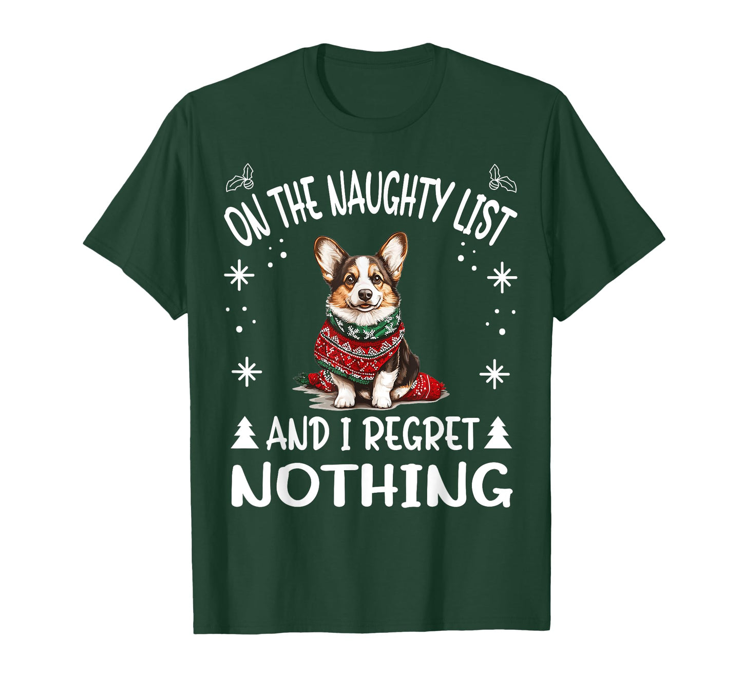 Cute Cardigan Welsh Corgi Dog Christmas On The Naughty List T-Shirt for Men Women
