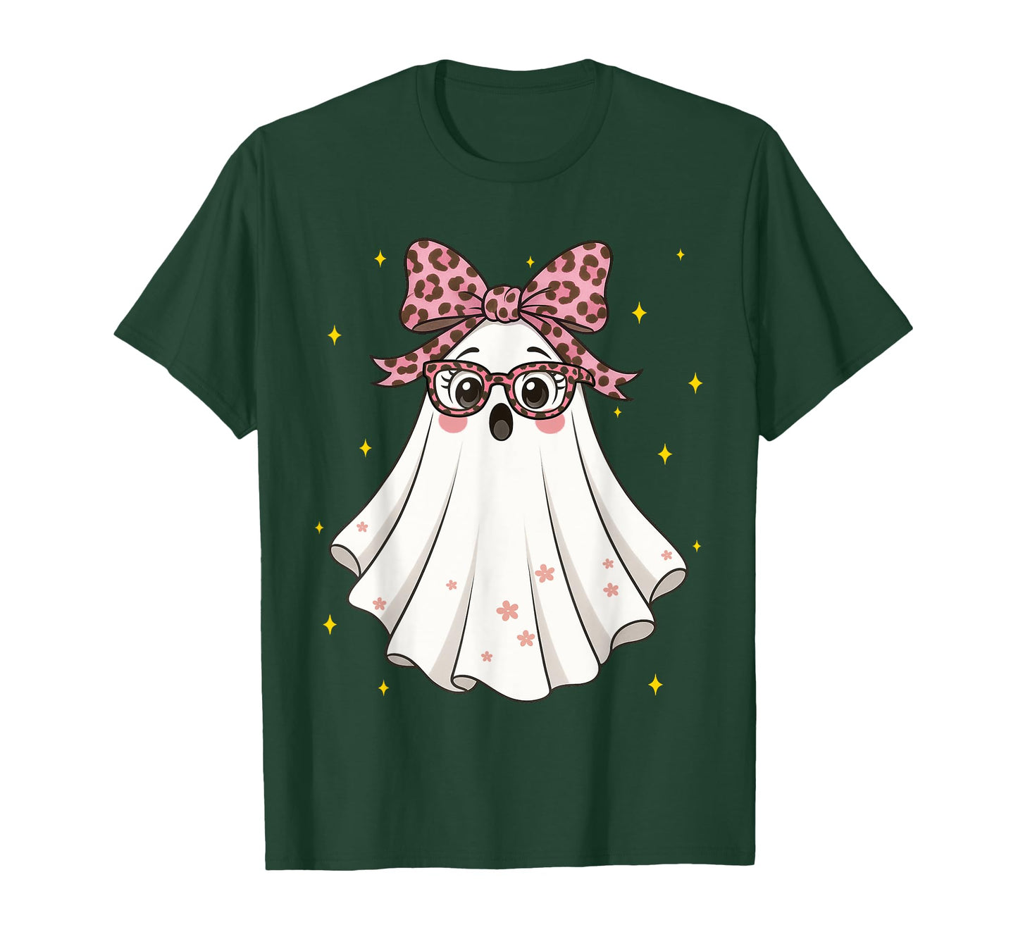 Cute Boo Leopard Ghost Halloween Costumes Shirt Women Girl T-Shirt