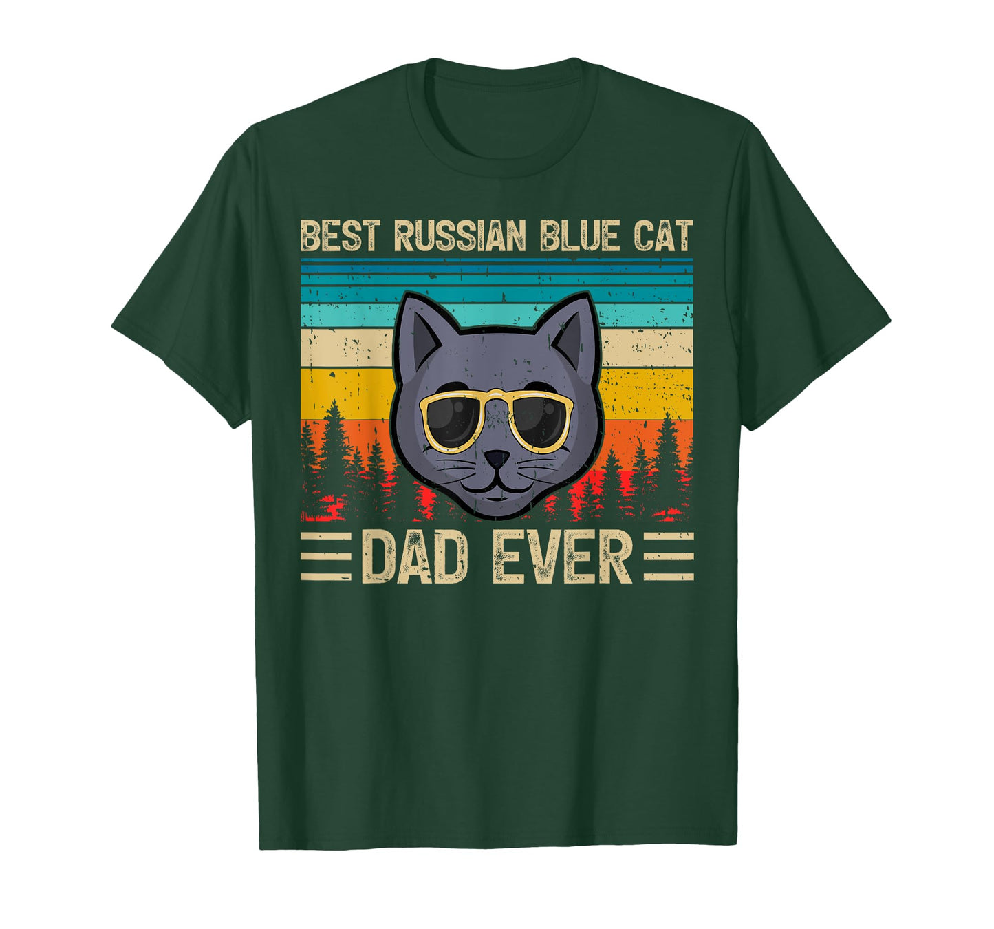 Vintage Funny Best Russian Blue Cat Dad Ever Father's Day Men T-Shirt