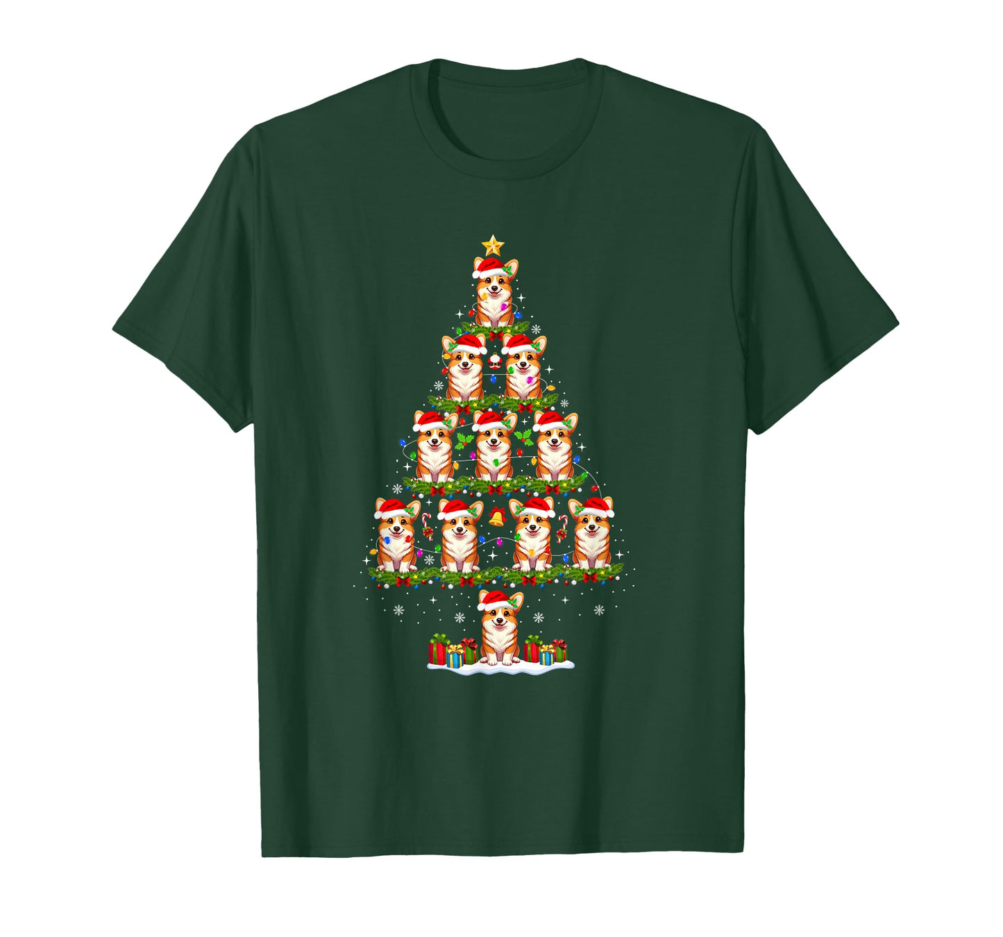 Corgi Dog Christmas Tree Merry Corgimas Funny Xmas Dog Lover T-Shirt