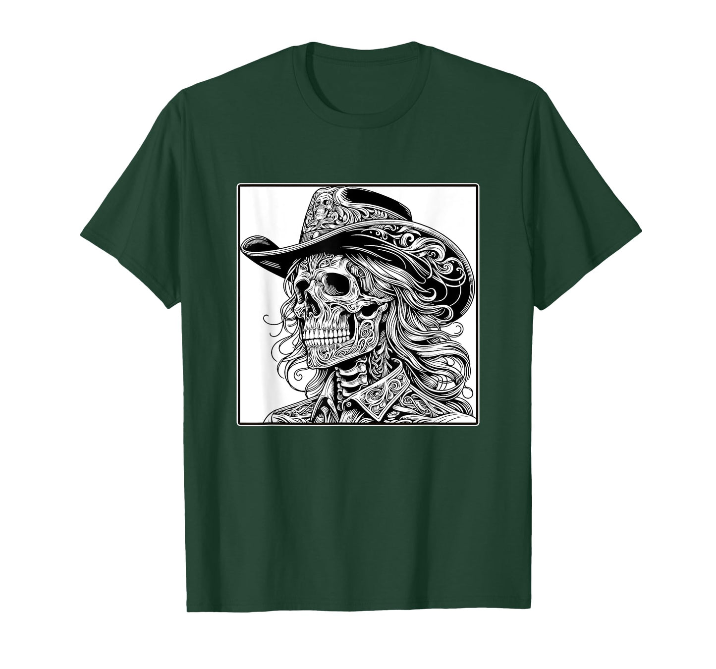 Rustic Skeleton Cowgirl Western Gothic Grunge Goth Skull T-Shirt