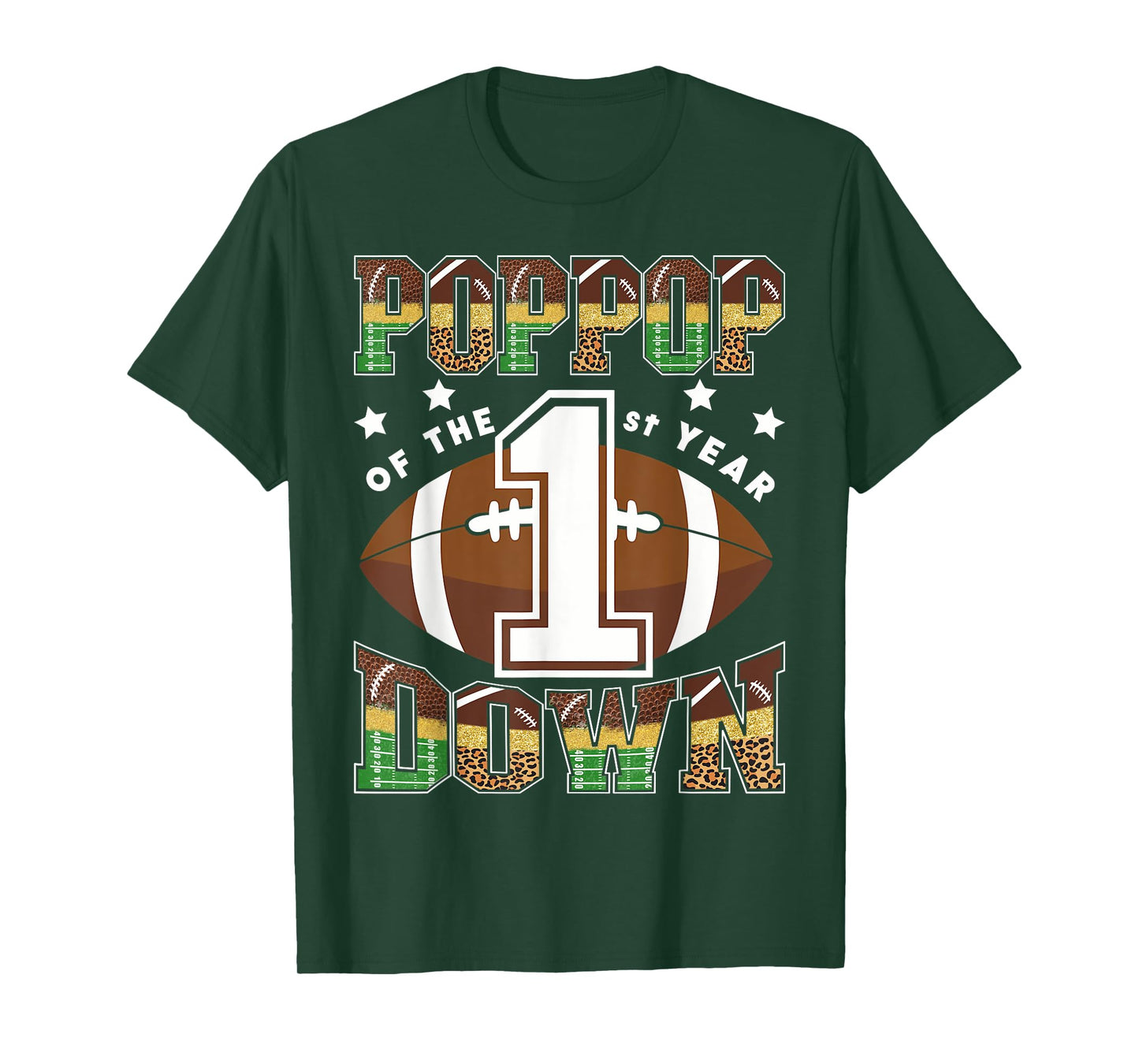 PopPop Of The 1St Year Down Football First Birthday Boy T-Shirt