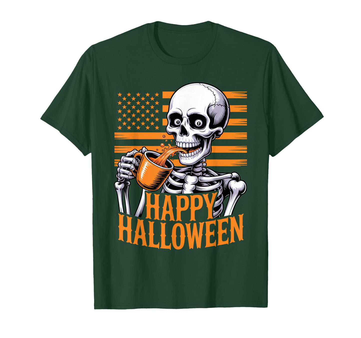 Happy Halloween Skeleton Coffee Enthusiast Autumn Vibes T-Shirt