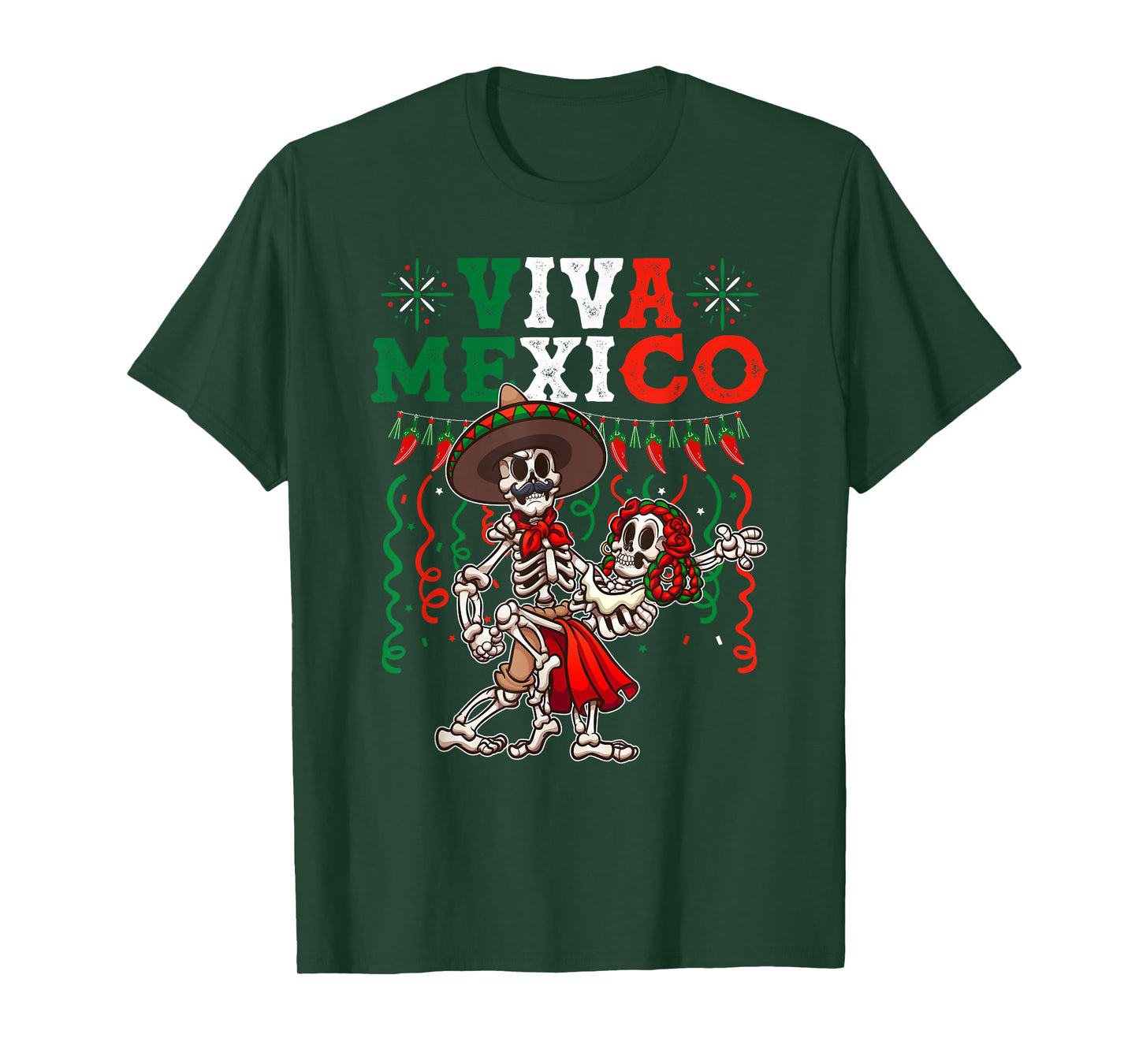 Viva Mexico Dancing Skeletons Celebrate Dia de los Muertos Women Kids Men T-Shirt